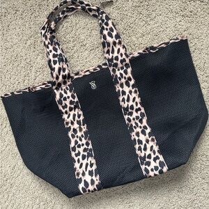 HUGE Black and Leopard Print Beach Tote